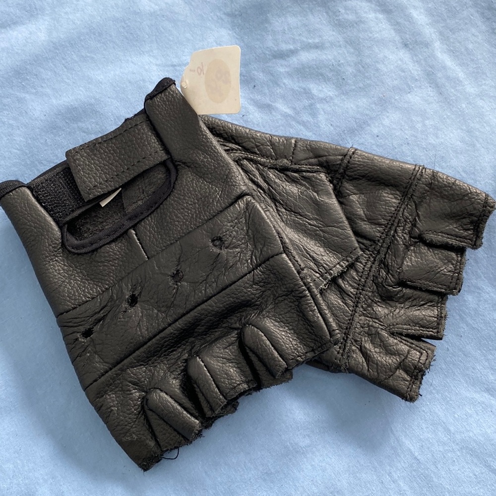 3 for $30 FM Fingerless Leather Motorcycle Gloves